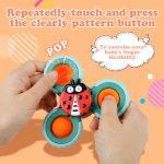 Outgeek Suction Cup Spinner Toys: 3PCS Kids Spinning Top Toys Baby Dimple Toy Sensory Toys Fidget Spinners Suction Cup Babies Bath Toys Gift Toys for Toddlers (Second Edition) (White) - Image 2